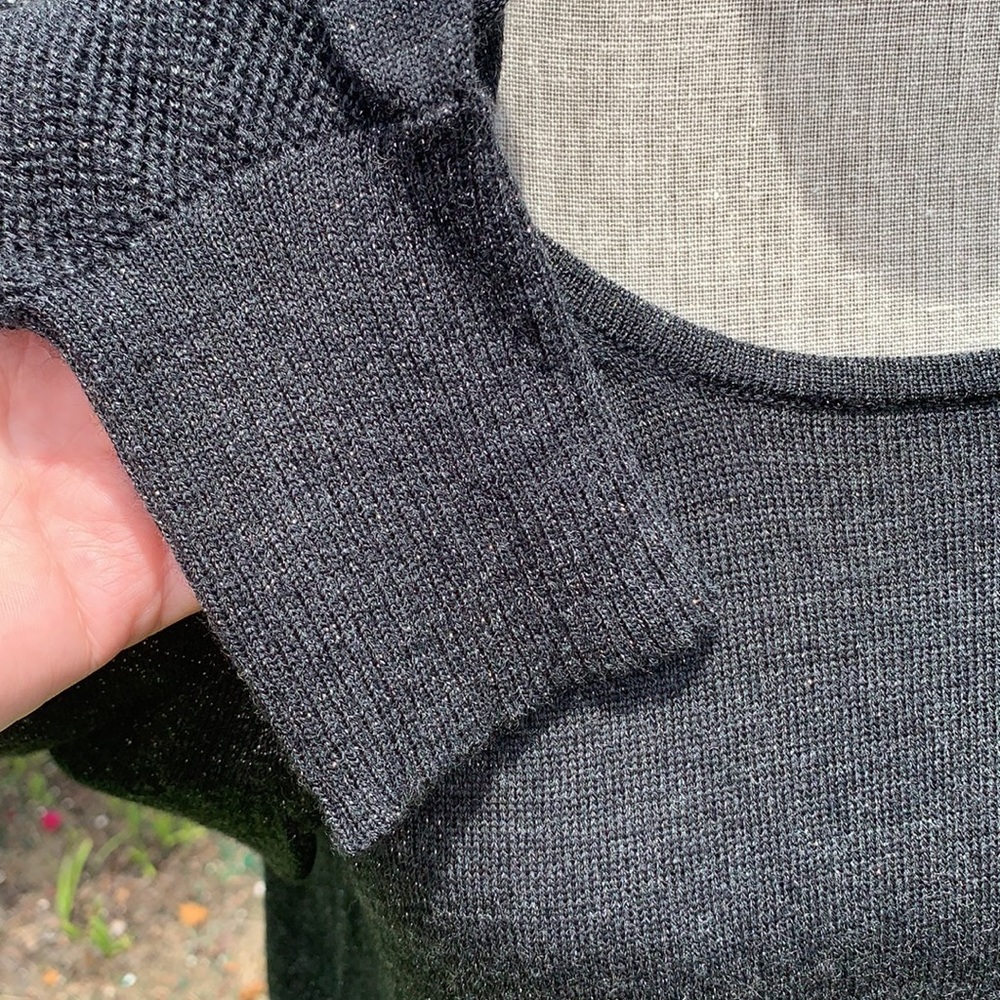 Eileen Fisher Mesh Sleeved Merino Wool Top - Picture 9 of 12